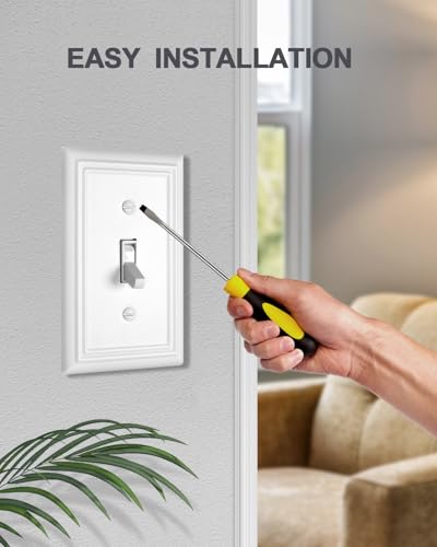 Switch Plates Outlet Covers, 4-Pack Metal Wall Plates, Pure White - color: Pure White, size: 1 Toggle 4PK