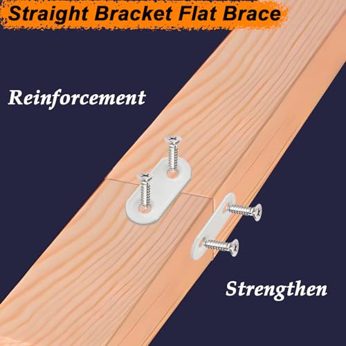 24 Pack White Flat Brackets 1.42” x 0.63” Straight Brace - color: White, size: 24 Pcs / 1.42 x 0.63 in