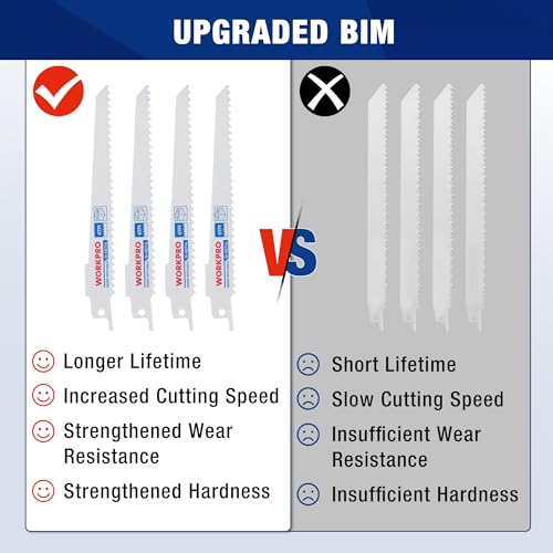 WORKPRO 10-Piece Reciprocating Saw Blade Set, 6" & 9", 6TPI & 14TPI
