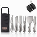 6-Piece Cheese Knife Set, Premium Stainless Steel, Storage Bag - color: Metal Silver