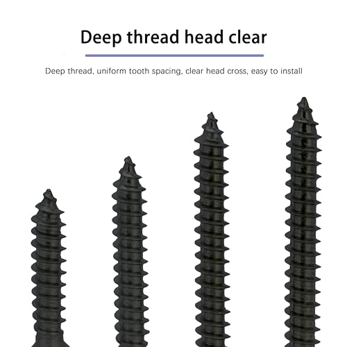 Black Wood Screws 3/4 Inch, 150Pcs Self Tapping Wood Screw #4 x 3/4", Zinc Plated Steel, Modified Truss Head, Phillips Drive, Carbon Steel, for Drywall/Metal/Plastic/Furniture, Black - size: #4 x 3/4"