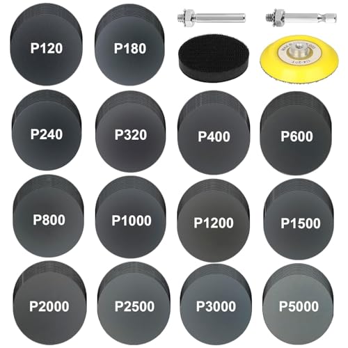 140 Pcs 3 Inch Sanding Discs Kit, Drill Sanding Attachment, 120-5000 Grit - style: 3 Inch 140PCS 120-5000 Grit