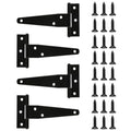 T Strap Hinges Heavy Duty, Shed Door Gate Hinges(Black) (4, 4 Pcs *4 inch) - size: 4 Pcs *4 inch