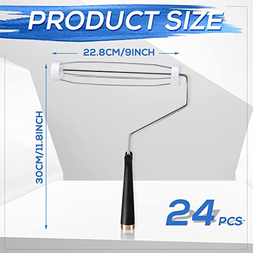 Gerrii 9 Inch Paint Roller Painting Roller Frame 5 Wire, 24 Pcs, Black - color: Black