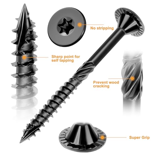 VIGRUE Deck Screws, Wood Screws - Star Drive Decking Screws for Timber, Log, Landscaping Wood, Rust-Resistant, Easy to Install, DIY Projector & Wood Working (60PCS #14X2-7/8) - style: 60PCS #14X2-7/8 deck screws