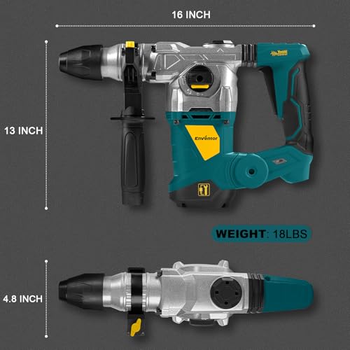 Enventor Rotary Hammer Drill with Safety Clutch, 13 A, 1-1/4 Inch SDS-Plus