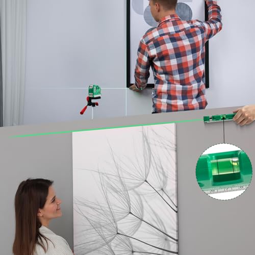 Level Tool Laser Level Leveler tool Cross Line Vertical and Horizontal Line with USB Rechargeable for Picture Hanging cabinets Tile Walls by AikTryee. - color: Green Laser