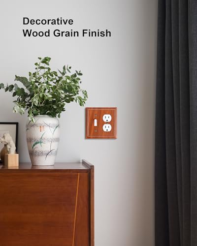 2-Pack Natural Bamboo Fiber Combo Toggle/Duplex Light Switch Cover Plate - color: Wood Grain, size: 1 Toggle/1 Duplex 2PK