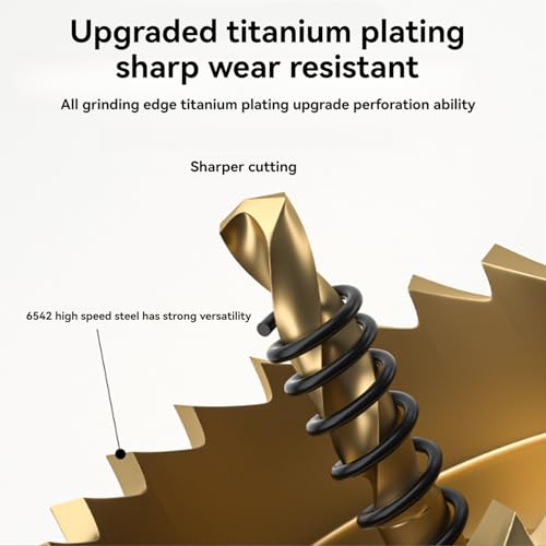 5 Pcs HSS Titanium Hole Saw Kit 5/8" to 1-3/16" Metal Hole Cutter Drill Bits for Steel Iron Aluminum Plastic with 5 Allen Wrenches Included