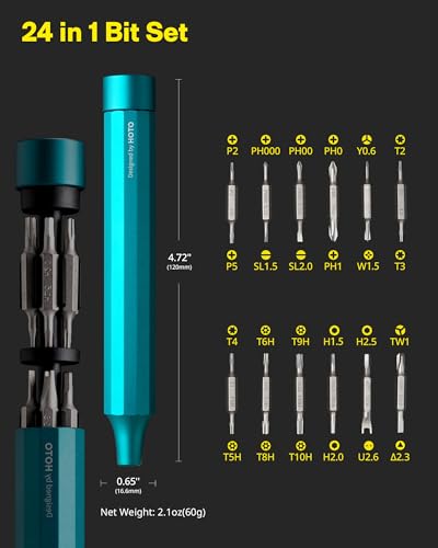 HOTO 24 in 1 Mini Screwdriver Set, Eyeglass Repair Kit, Dark Turquoise | Magnetic Torx Bit Set, EDC Pen Screwdriver for Electronics, Watches, Phones, Laptops, Cameras, Gadgets for Men - color: Dark Turquoise