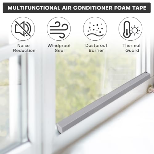 2Pcs 1" x 1" x 6.5Ft AC Window Seal Kit with Adhesive, Gray Foam Strips for Air Conditioner Window Weather Stripping, Window Units, Doors and Windows Insulation, Energy Saving & Dustproof - size: 1''x1''x6.5ft-2pcs