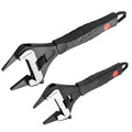 MAXPOWER Slim Adjustable Wrench Set, 6" & 10" Wide Jaw Opening, Dual Scale With Metric and SAE Plumbing Wrenches, Deep Jaw With Soft Grip Handle - size: 6" 10"