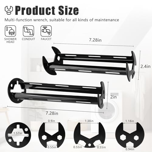 2Pcs Four-Jaw Basin Wrench Set, Universal Under Sink Plumbing Tool