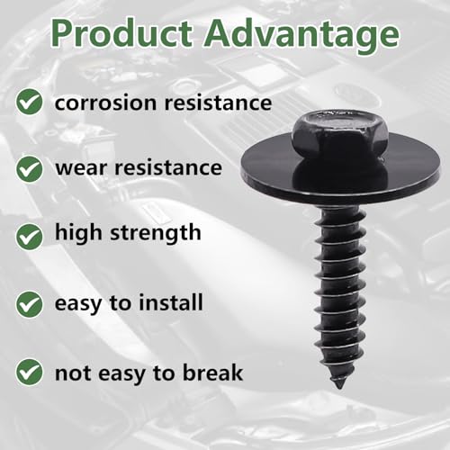 30Pcs M4.2 Automotive Body Bolt & U-Nut Clips Kit, Multipurpose Fender Bolts Body Fastener Clips for Most Cars Bumper Engine Splash Shield - color: Black-M4.2