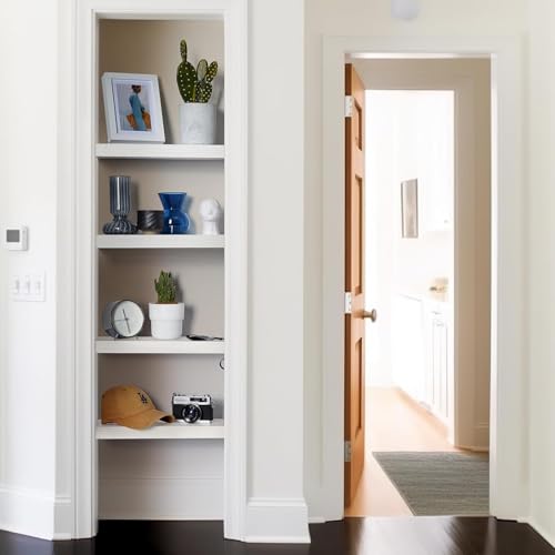 AMADA HOMEFURNISHING Floating Shelves Wall Mounted, 15 x 7 Inch Wall Shelves for Bathroom, Bedroom, Living Room, White Shelves Set of 2 | Wall Shelves with Hidden Bracket, Solid MDF Wood, 22 lbs Max Load per Shelf, Easy to Assemble, Multi-Wall Compatible