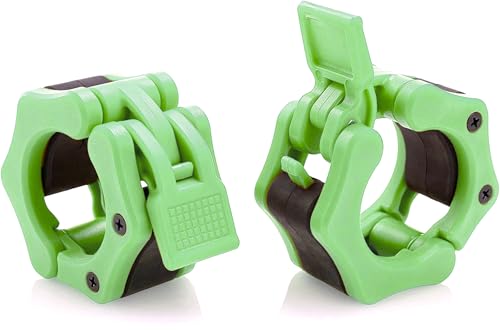 USA Made Olympic Barbell Collar 2 inch Quick Release Pair of Locking 2" Pro Weight Bar Plate Locks Clamp Clips for Workout Weightlifting Fitness Training - color: Green, style: Classic Imported