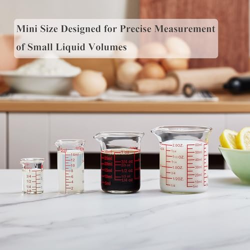 Ackers BORO3.3 Mini Borosilicate Glass Measuring Cup Set, 4-Piece, 5-60 ml - size: 5ML/15ML/30ML/60ML Measuring Cup Set