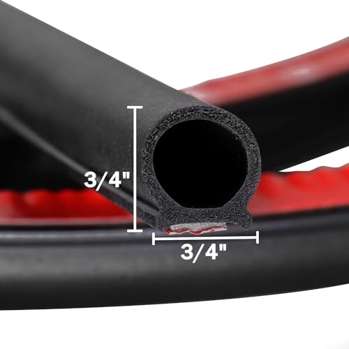 3/4"×3/4" D-Shape Weather Stripping 28FT Bulb Seal Gasket Strip - size: 28 Feet