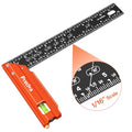 Preciva 12" Aluminum Carpenter Square (1/16" Scale)- Multifunctional Right Angle Ruler with Level Bubble - Angle Guides for Woodworking, Framing & DIY