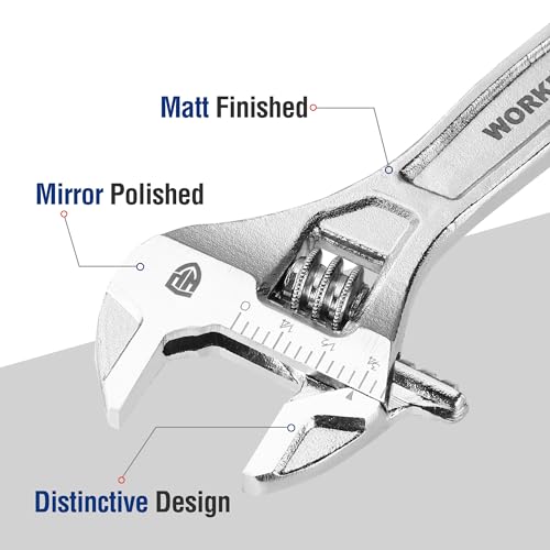 WORKPRO 4" Mini Adjustable Wrench, Cr-V Steel, Compact Design - color: Silver, size: 4 inch