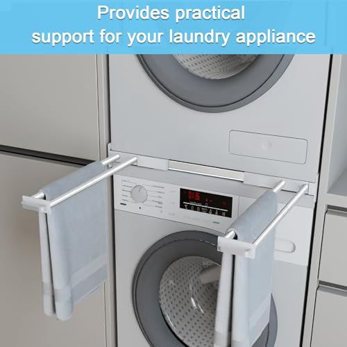 Washer Dryer Stacking Kit - Adjustable Design Fits Most Washers & Dryers | Adjustable 24" - 29" - Universal Stacking Kit with Pull-Out Drying Rack for Laundry Room - Space-Saving - style: Stacking Kit with 4 Tube Racks