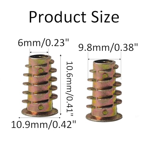 50PCS M6*18mm Threaded Insert Nuts Zinc Alloy Hex Socket Drive Furniture Screw-in Bolt Fastener Connector for Wood Furniture Assortment with Hex Spanner - size: M6x18mm
