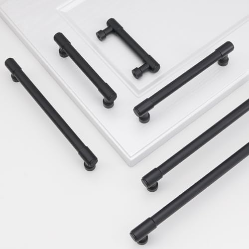 10 Pack 3-3/4 Inch(96mm) Kitchen Cabinet Handles Matte Black Cabinet Pulls Alloy Drawer Pulls Solid Cabinet Hardware - color: Matte Black, size: 3-3/4'' Hole Center(96mm)