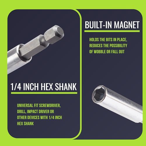 VESTTIO Magnetic Bit Holder Set, 10PCS, 2.36", 1/4" Hex, Quick Release