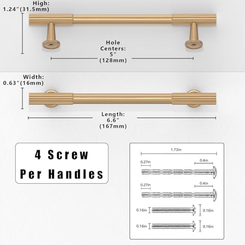 10 Pack Champagne Bronze Cabinet Pulls 5 Inch(128mm) Kitchen Cabinet Handles Solid Zinc Alloy Cabinet Hardware Drawer Pulls - color: Champagne Bronze, size: 5" Hole Center