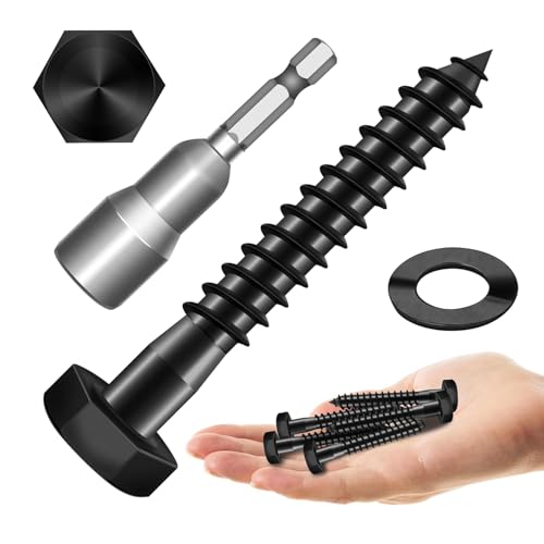 (40Sets) 1/4" x 2" Hex Head Lag Bolts, Heavy Duty Lag Screws with Washers, 304 Stainless Steel Bolts 18-8, Lag Screws Wood Screws, Partial Thread Black Oxide, 1/4 Bolt by Mywish - size: 1/4 x 2" (40 set)