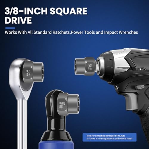 14 Piece Bolt Extractor Kit,Stripped Bolt & Lug Nut Remover Set,3/8" Drive Extractor Socket Set, SAE/Metric for Damaged, Rusted, Frozen Nuts and Bolts - color: 14pcs