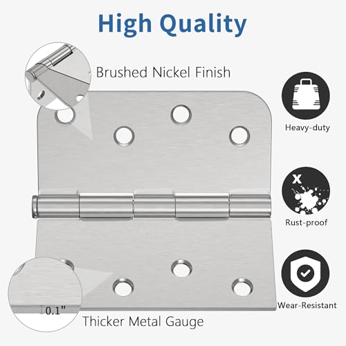 18 Pack Brushed Nickel Door Hinges 4 Inch, Exterior Door Hinges - color: Brushed Nickel, size: 4" 18 Pack