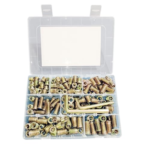 200pcs Threaded Inserts for Wood,1/4"-20 5/16"-18 Screw in Nut Kit,10 Sizes - size: 1/4"-20 / 5/16"-18 Assortment Kit