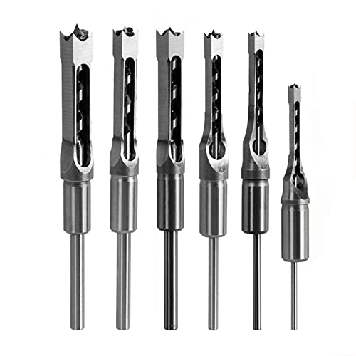 SaferCCTV 6Pcs Wood Square Hole Drill Bits Mortising Chisel Set, Mortise Chisel & Bit Set, Woodworking Mortiser Drill Bit 1/4-Inch, 5/16-Inch, 3/8-Inch, 9/16-Inch, 5/8-Inch, 1/2 -Inch - size: 1/4-Inch - 5/8-Inch