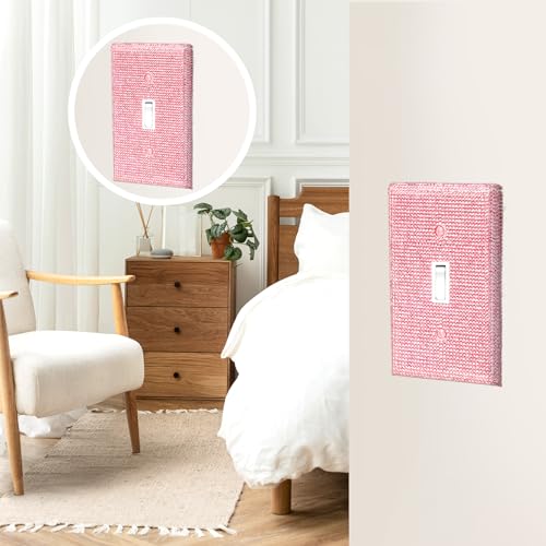 Bling Light Switch Cover Plate Pink Shiny Wall Plate Cover Rhinestones Outlet Covers Pink Decorative Bling Switch Cover Rhinestone Light Switch Cover Shiny Single Light Switch Decorative Cover