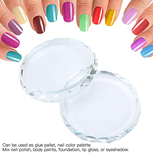 2PCS Nail Art Painting Color Toning Glass Board, Mixed Color Palette Makeup Display Board,Nail Polish False Eyelash Glue Hold Makeup Pallet Nail Art Display Cosmetic Mixing Tools