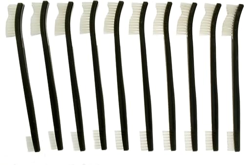 SE 10-Piece Double-Ended Gun Cleaning Brush Set, Gun Cleaning Supplies Kit, 7-inch Nylon Bristle Brushes, Plastic Handle - 7615NB10PCS - size: 10 Piece