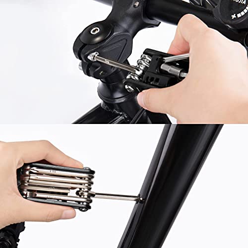 WOTOW 14 in 1 Bike Repair Tool Kit & Bike Saddle Bag - style: 14 in 1 Multitool (Black)