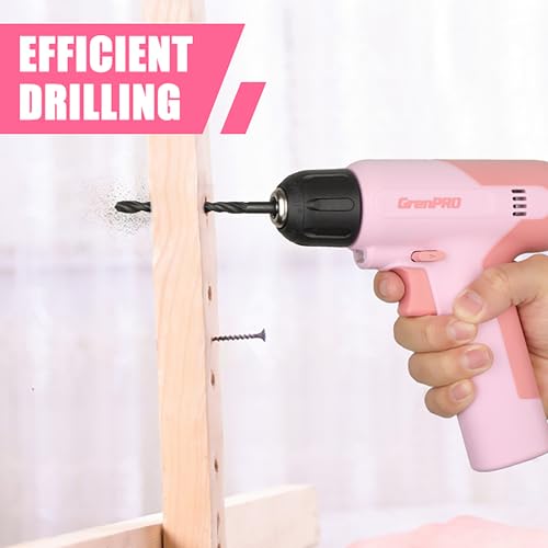 GRENPRO 7.2V Pink Cordless Drill Set for Women with 23-Piece Accessory Kit