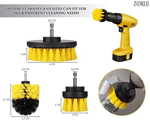3 Pcs Drill Brush Attachments for Cleaning, Nylon 2/3.5/4 in Heads