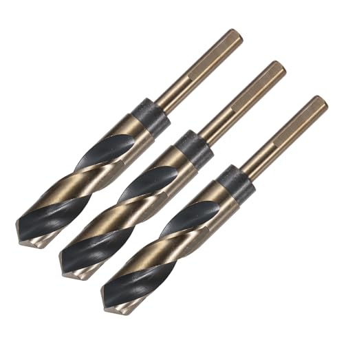 uxcell 3pcs Reduced Shank Twist Drill Bits 20mm Black Nitride & Gold Titanium Coated High Speed Steel 4341 with 10mm Shank for Stainless Steel Alloy Metal Plastic Wood - size: 20mm x 10mm