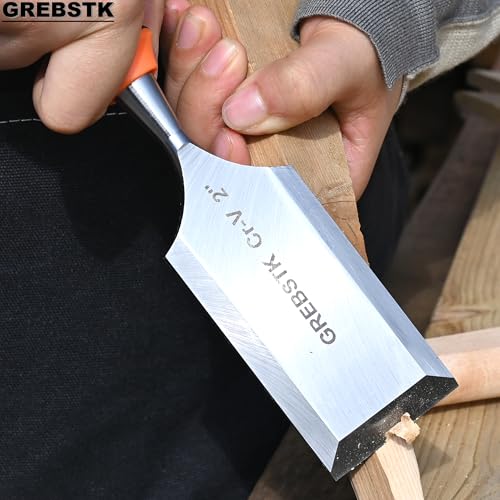 GREBSTK 2 Inch Wood Chisel, CR-V Steel Bevel-Edge Bench Tool