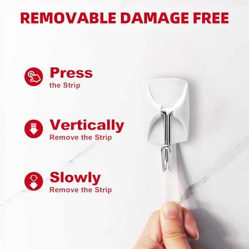 JulyWind 25 pcs Small wall Hooks for Hanging, Heavy Duty Towel Hanger for Bathroom with 28 no Damage Adhesive Removable Strips, Dorm Essentials forwreath,hat,Coat