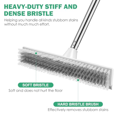 SetSail 12-in Wide Floor Scrub Brush with Long Adjustable Handle Brush - color: Grey White, size: 12in