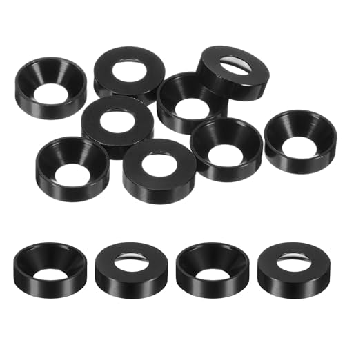 M METERXITY 10-Pack M8 Countersunk Finish Washers, Hole Dia 0.31"/8mm Alloy Aluminum Finish Cup Washer Screw Head Gasket for Industrial/Screw RC/Car/Motorcycle/Mechanical Parts [Black] - color: Black