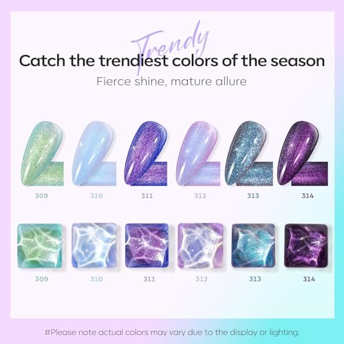 modelones Quick Dry Nail Polish Set, 6 Colors Holographic Aurora Shimmer - color: A0 Aurora Galaxy
