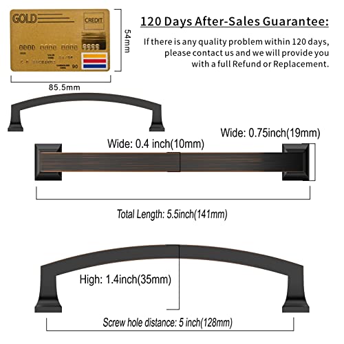 Amerdeco 10 Pack Oil Rubbed Bronze Cabinet Pulls 5" - color: Oil Rubbed Bronze, size: 5" hole center