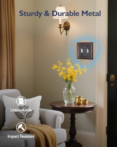 Switch Plates Outlet Covers, 2-Pack Metal Wall Plates, Aged Bronze - color: Aged Bronze, size: 2 Toggle 2PK