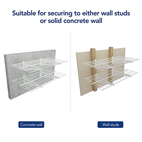 FLEXIMOUNTS 2 Pack 2x4ft Garage Shelving Wall Mounted Storage Rack, White - color: White, size: 2 pack-2x4 ft