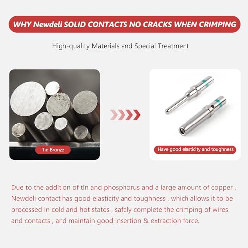 Newdeli 50 Pairs Deutsch Pin Connector Kit Size 16 Solid Contacts DT Series Connector, Common Contacts Automotive Terminals, Ni Plating Pin and Socket Contacts, 14-20AWG Wire Size - size: 50 Pairs - Size 16